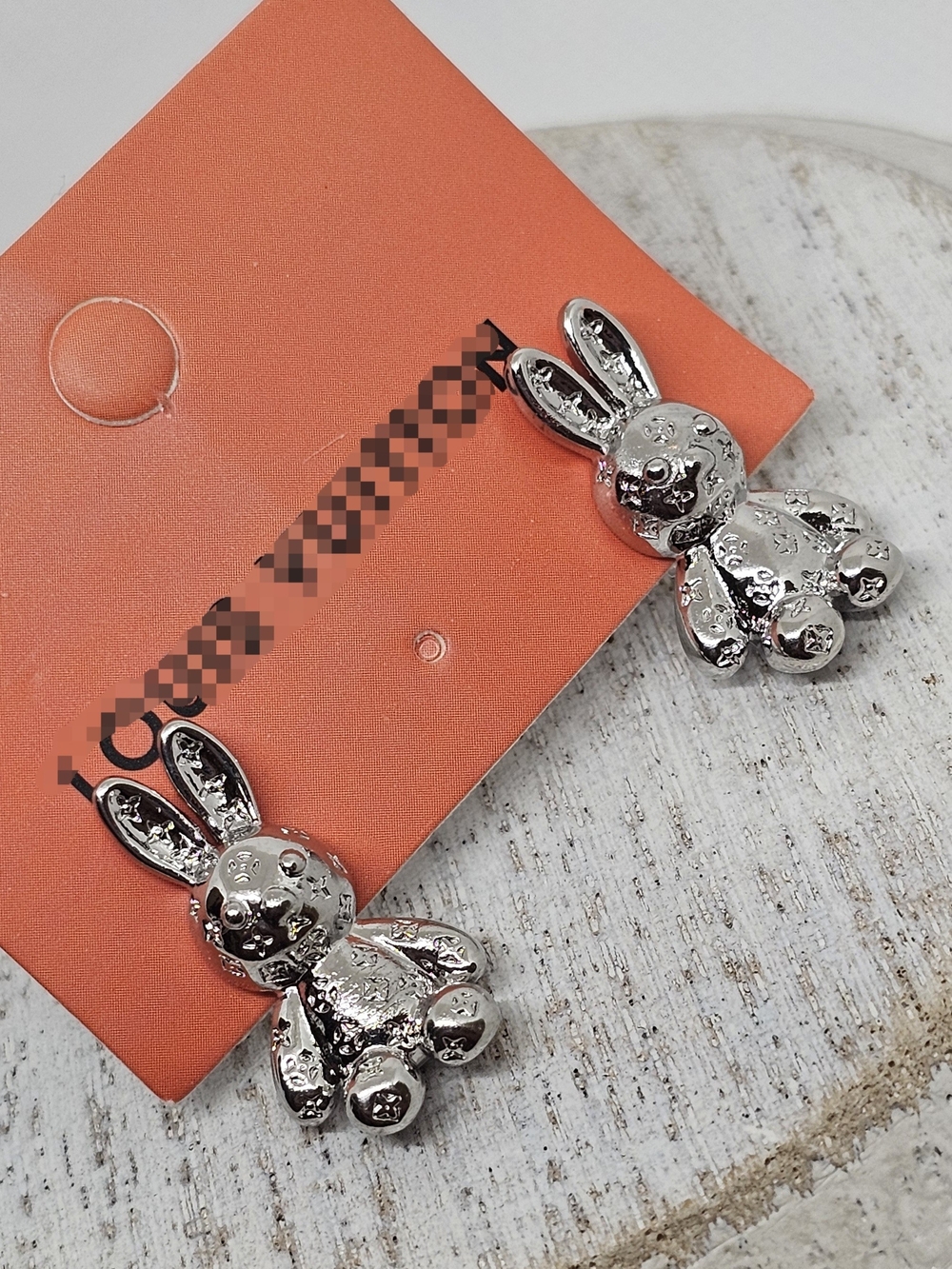 Monogram Silver Rabbit Earrings - Picture 2 of 3